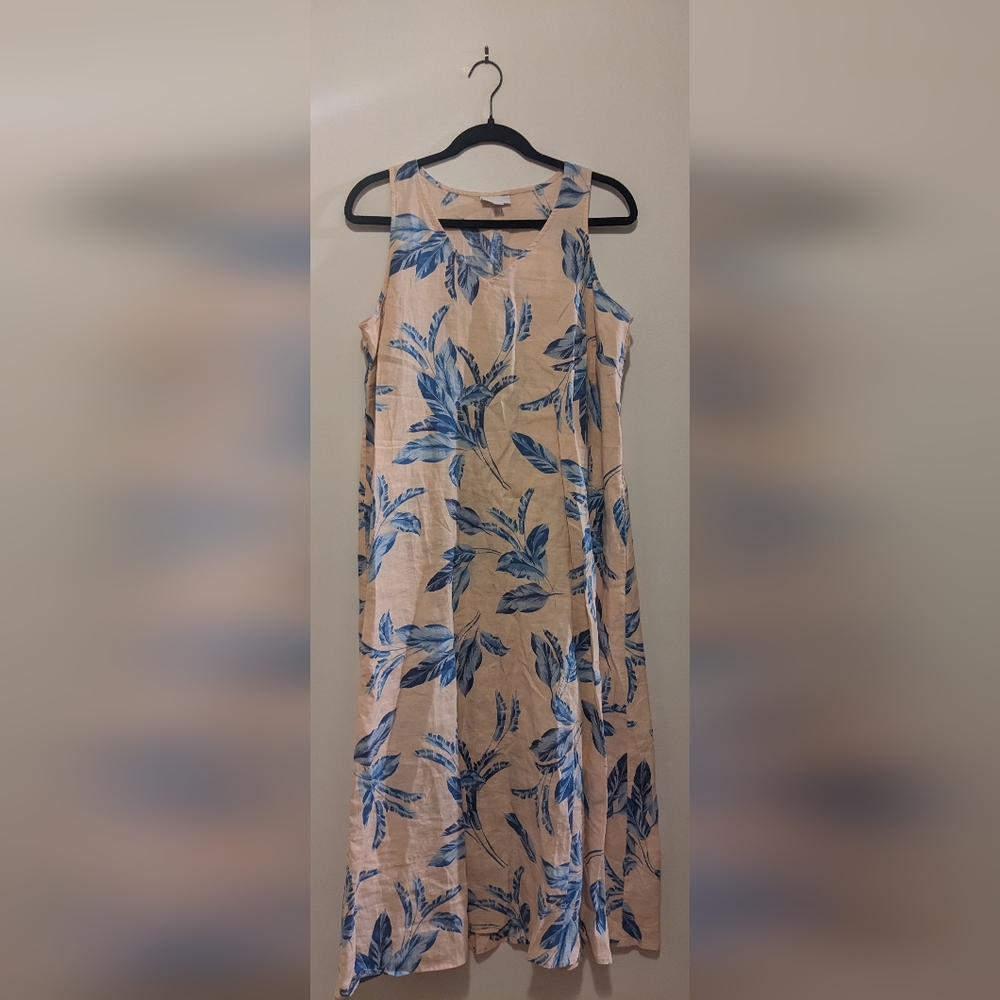 J. Jill Love Linen Sleeveless V-Neck Maxi Dress 100% Linen sz MP NWOT - Picture 2 of 9